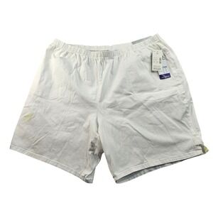 Catherines Everyday Fit Shorts Men's 3X White Elastic Waist Relaxed Fit Stretch